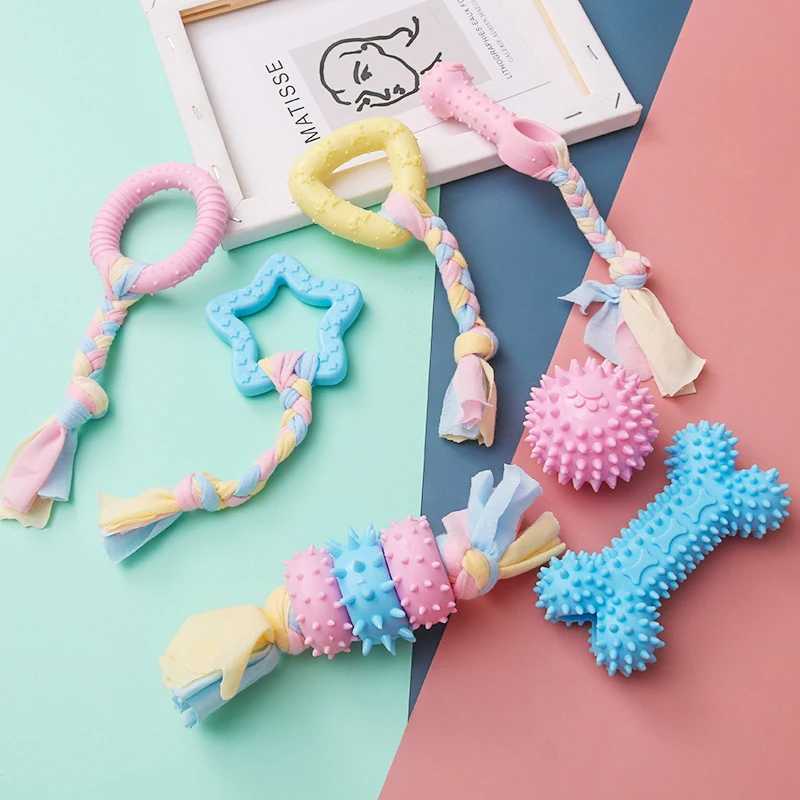 Pet Dog Toys For Small Dog Chews TPR Knot Toys Bite Resistant Molar Teeth Cleaning Dog Training Supplies Interactive Accessories Y250705