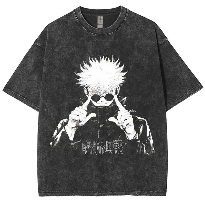 Anime Jujutsu Kaisen Gojo Satoru T Shirts Washed Men Women Cotton Harajuku T-Shirts Ryomen Skirts Retro for Men Women Tops Ts X250213