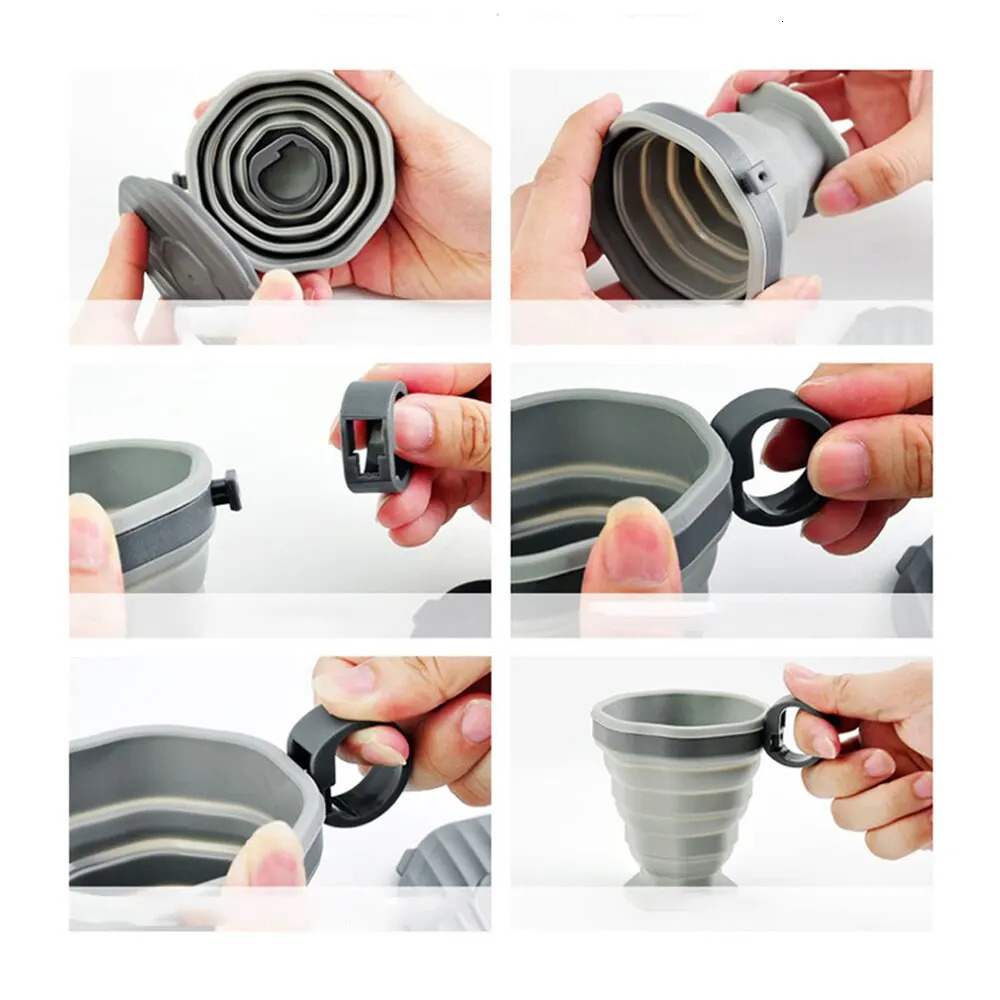 Folding Coffee Cup Portable Outdoor Water Travel Carrying with Lid Rins Z260202