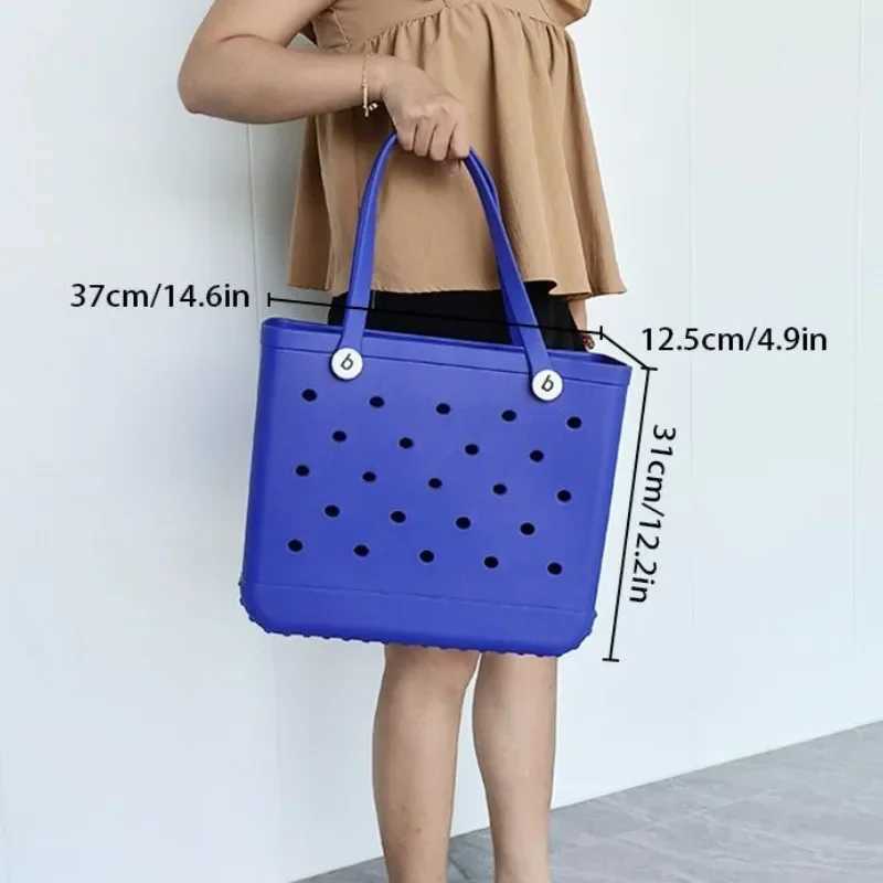 Large Beach s Fashion Summer Storage Baskets Eva Rubber Jelly Storage Handbag Solid Color Mummy Bags Clothes Organizer Y250213