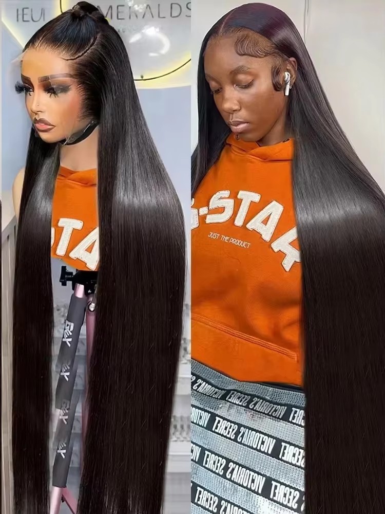 40inch 250density Brazilian Straight HD Lace Frontal Wig 13x4 13x6 Simulaiton Human Hair Wigs for Black Women Pre Plucked250 Density