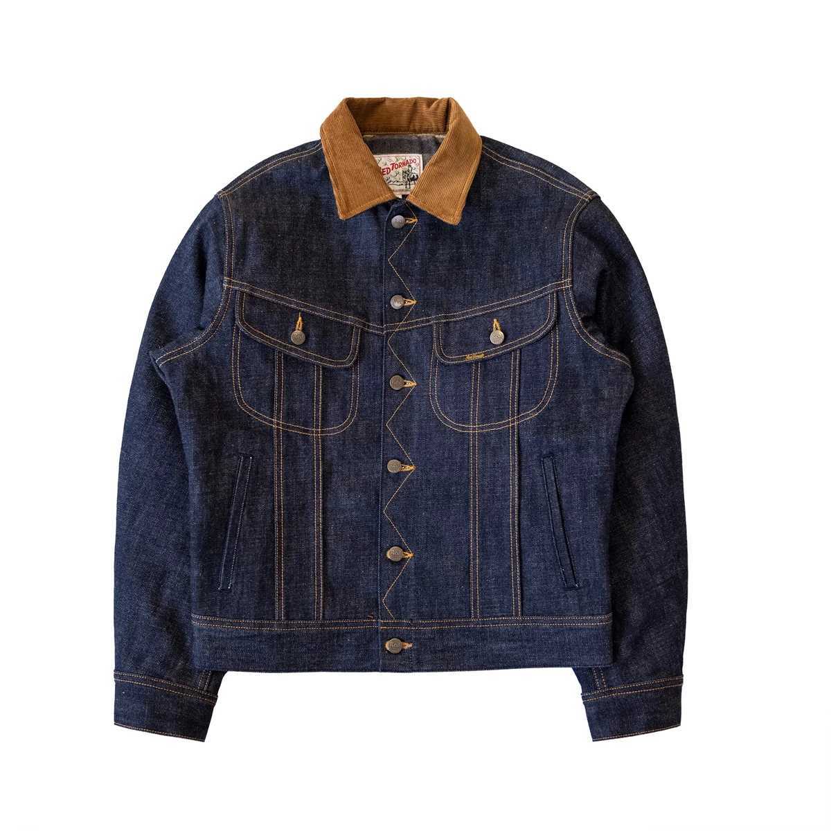 Red tornado blanket lined denim jacket 18 ounce half sleeved denim shorts for men X250213