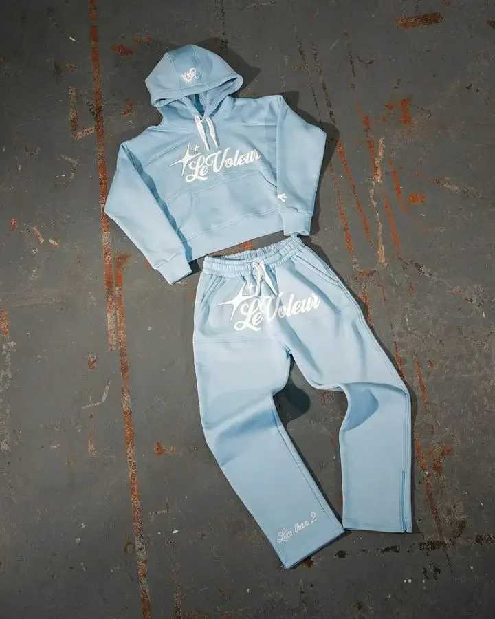 European and American High Strt Retro Clothing Simple Oversized Hoodie Ports Suit Printed Solid Color High-waisted SweatpantsC250206