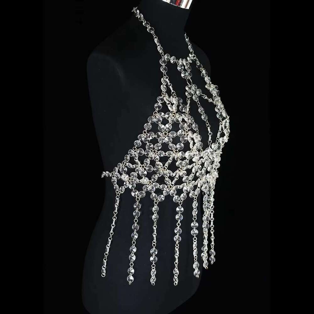 Sexy Body Jewelry Bikini Crystal Tassels Chest Party Waistcoat Makeup Dance Lumbar Chain Underpants Bra Beach Dress