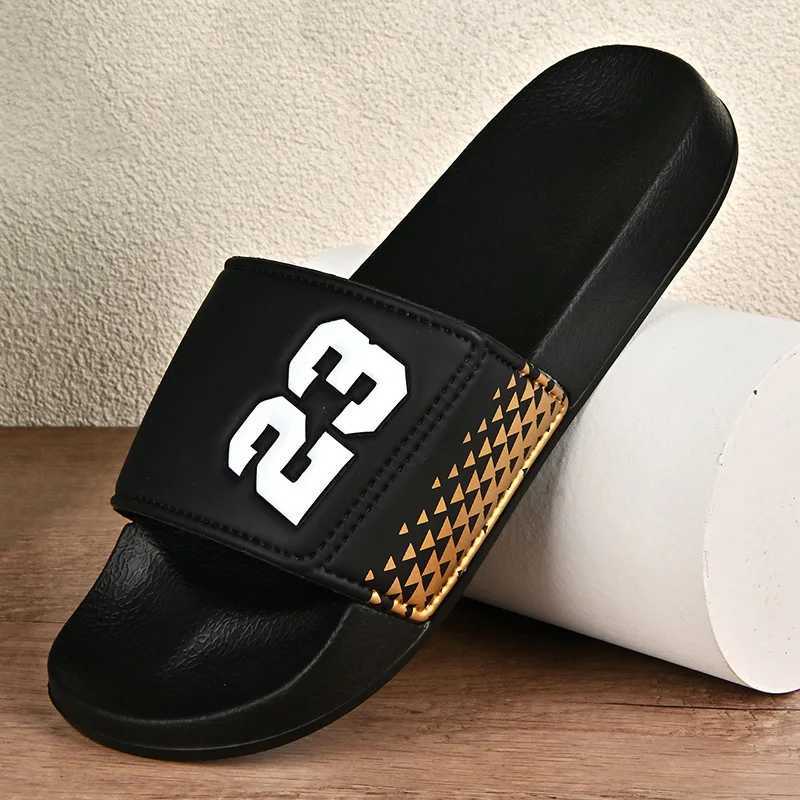 New mens beach slide sandals flip cover summer slide mens large-sized shoes lightweight indoor slide Y250213
