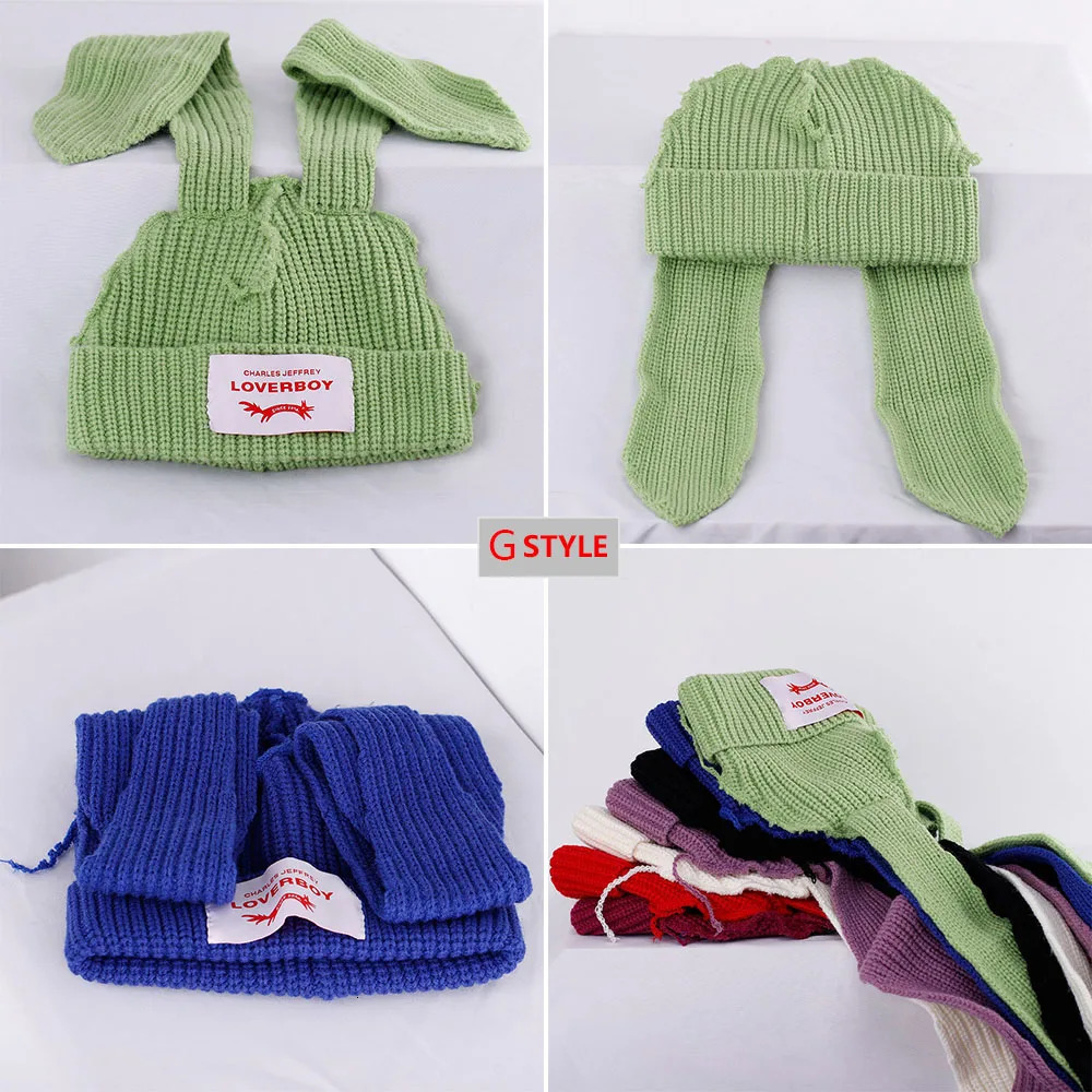 Winter Skullies Cute Women Long ears Hat Crochet Knitted Costume Beanie Hats christmas Gift Hiphop Cap 250118