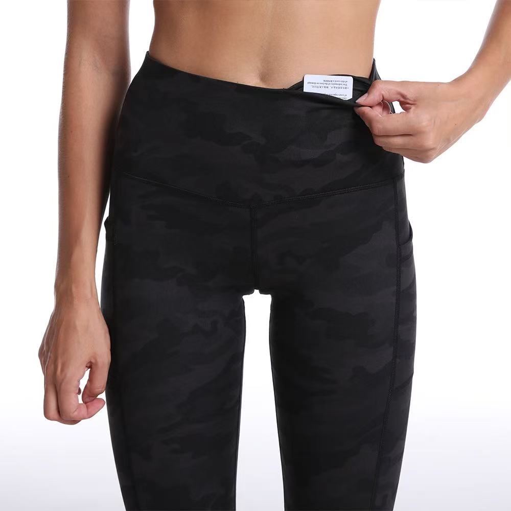 Women yoga pants ruffled pocket camouflage print hip lift high waist sports leggings Jogging tights