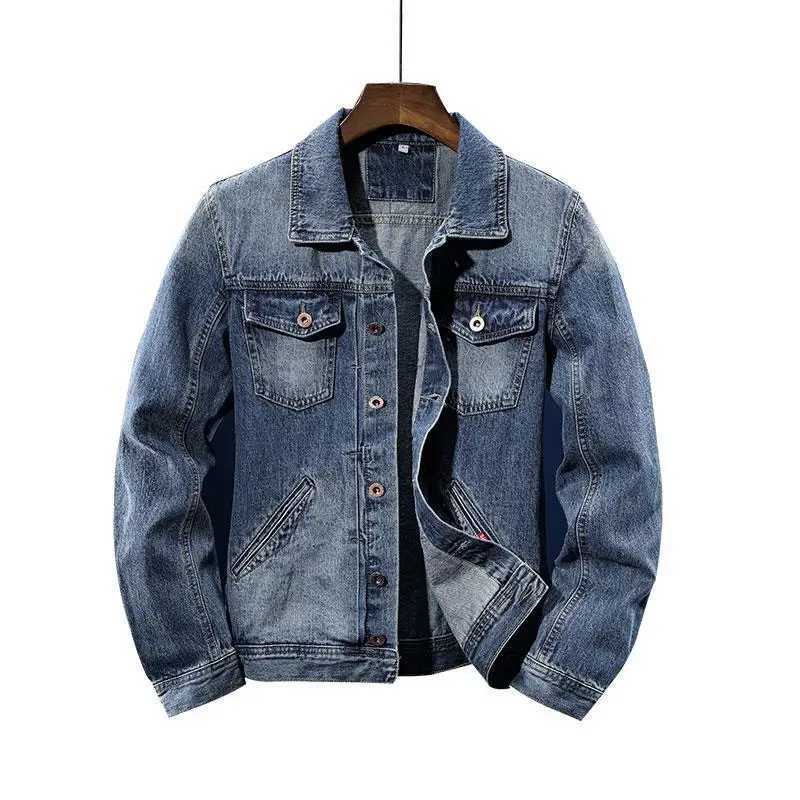 Jeans Coat for Men Blue Autumn Button Denim Jackets Man Winter 2024 Y2k Outwear of Fabric Low Price Washed One Piece Designer G X250213