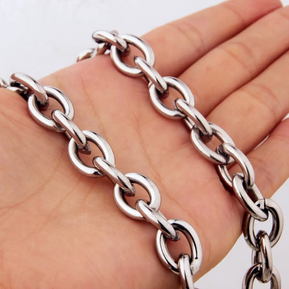 7-40 Huge Jewelry Mens 316L Stainless Steel Silver Color Big O Link Chain Necklace High Quality 8111315mm Not Fades 250212
