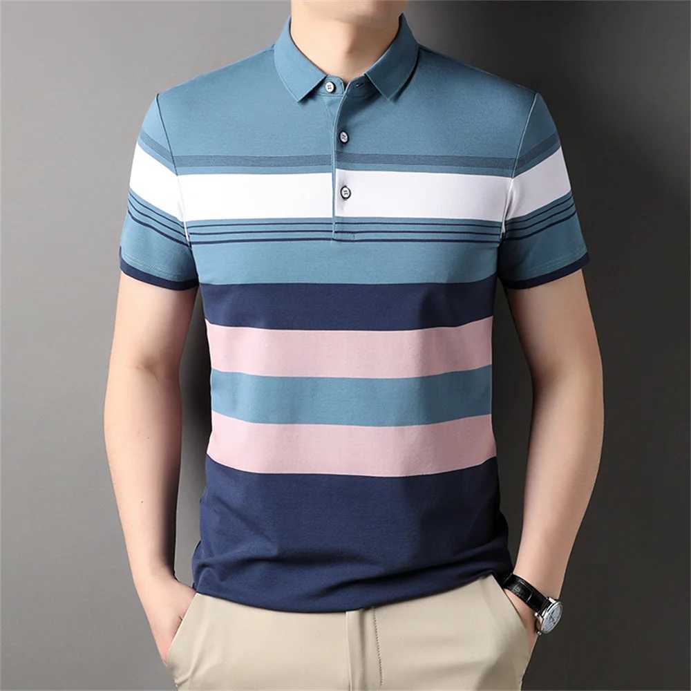 Top Grade Yarn-dyed Process Casual Luxury Polo Shirt For Men Summer Stripped Short Sleeve Fashions Tops Men Clothing Summer X250213