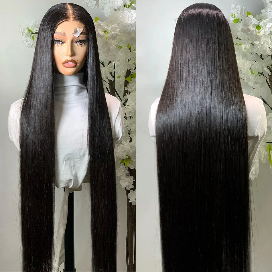 Free shipping 250 Density Brazilian 30 40Inch Bone Straight 13x4 13x6 HD Lace Frontal Human Hair Wigs Glueless Black /red/blonde /blue Wig Ready To We
