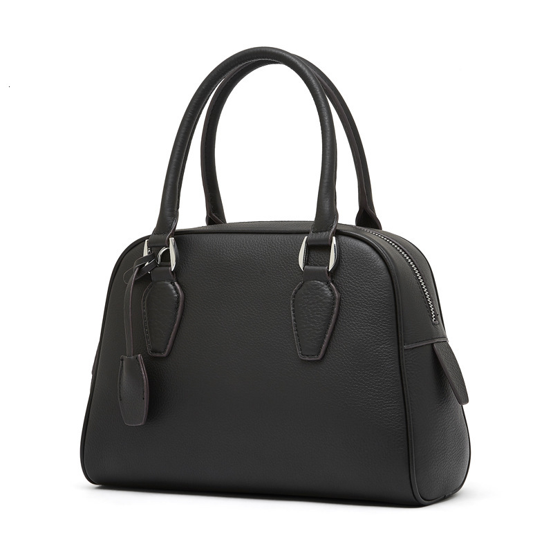 Bag New Top Layer Cowhide Minimalist Boston Bowling High-End Leather Women's Large Capacity Handbag Pillow Bag
