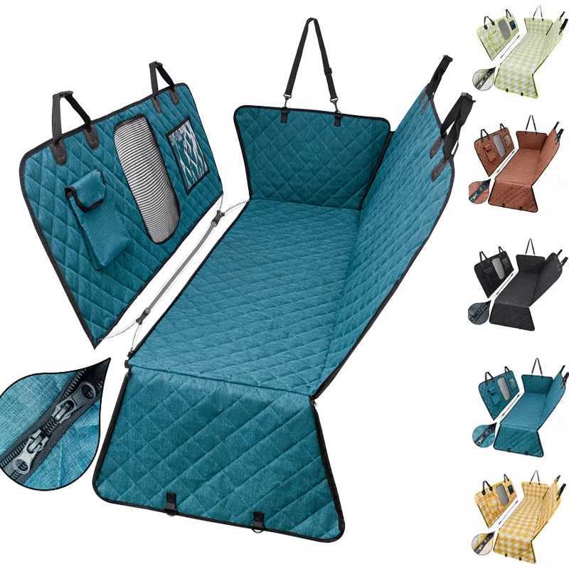 Dog Car Seat Covers Oxford Mesh Pet Carrier Dog Waterproof Rear Back Carrying Car Seat Cover Puppy Cats Hammock Cushion Protector With Zipper Pocket H
