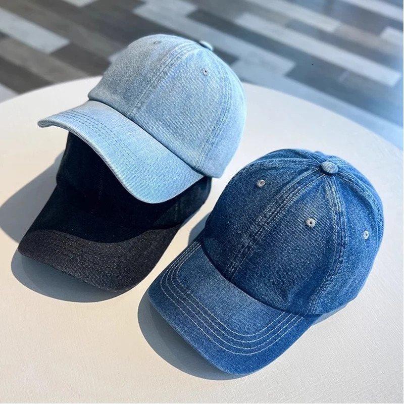 JK Korean Solid Color Denim Baseball Cap Women Men Outdoor Sports Sun Visor Hat Hip Hop Street Adjustable Peaked Caps 250110
