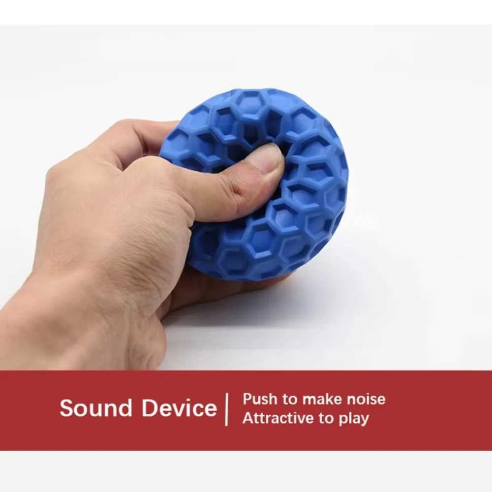 New Dog Toys Bite Resistant Interactive Throwing Sound Honeycomb Balls Natural Rubber Teething Clean Teeth Toys Pet Products Y250705