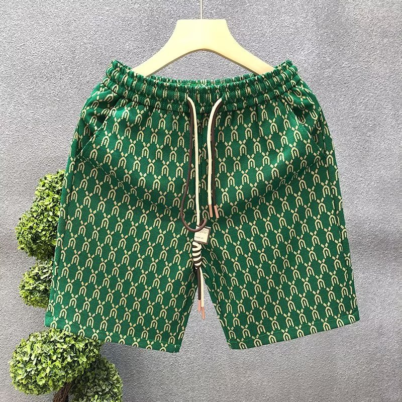 High-end fashion shorts men's summer fashion brand all-in-one pants 2025 new men's beach leisure flower pants