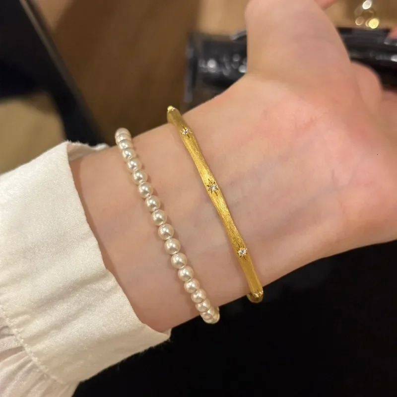vintage Octagonal star wire drawing shiny bangles silver 925 exquisite light bracelet for women engagement fine jewelry adjustable opening 250208