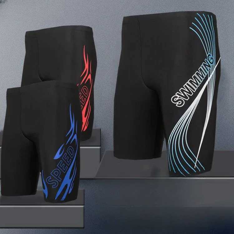 Five-point Swimsuits Hot Spring High-elastic Quick-drying Mens Long Swimming Trunks Z260313