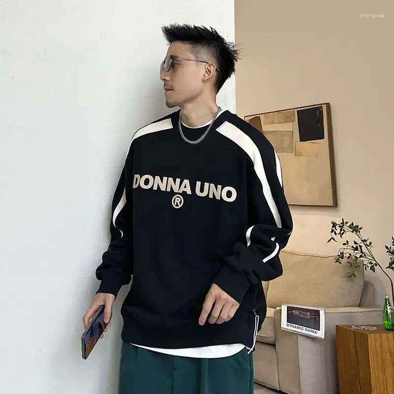 Men's Fashion Hoodies Oversized Crewneck Sweatshirt - Vintage Mens Sweatshirts Pullover, Warm 90s Style, Casual Autumn Wear