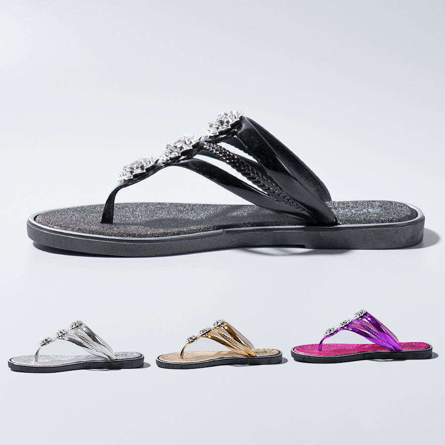 2025 free shipping designer slippers for womens flat slippers black sliver rose red champagne Summer new beach leisure flip flops