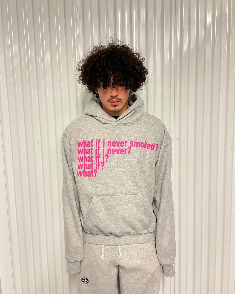 American Gothic Trendy Printed Letter Oversized Hoodie Mens Y2K Street Hip Hop Harajuku Loose Long Sleeve Hoodie 250213