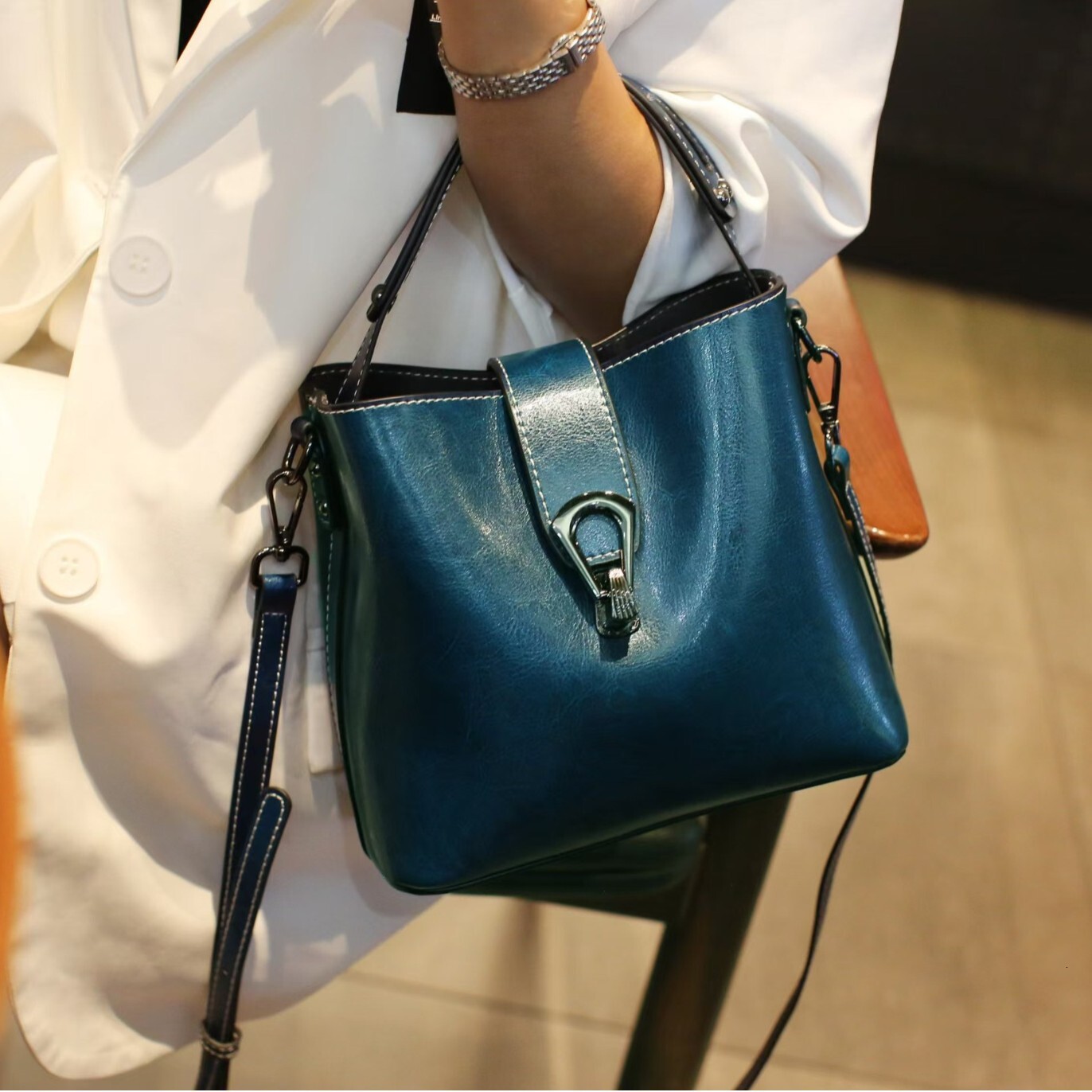 Bag Bag Summer 2024 New Bucket Bag, Genuine Leather Single Shoulder Crossbody Bag Women, Versatile Handbag For Women
