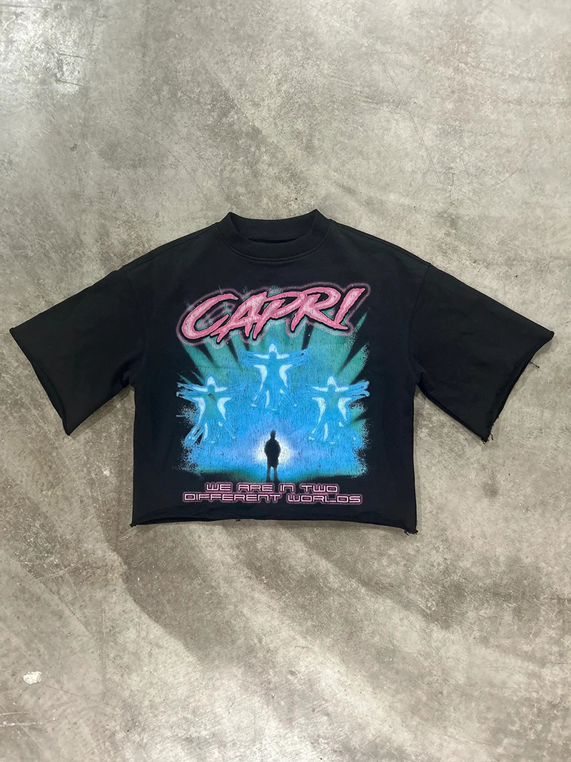 Y2K T Shirt Mens Harajuku Hip Hop Graphic Printing Cotton Round Neck Oversized TShirt Punk Rock Gothic Short Sleeve Tops 250206