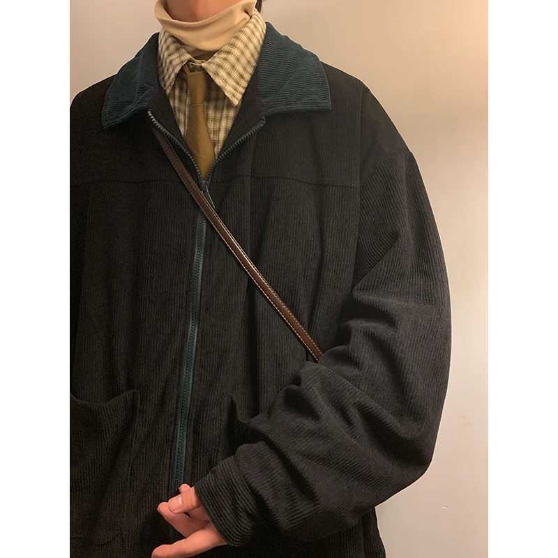American Style Vintage 2024 Mens Bomber Jacket Windbreakers Zipper Coats Autumn Loose Cargo Outwear X2502131