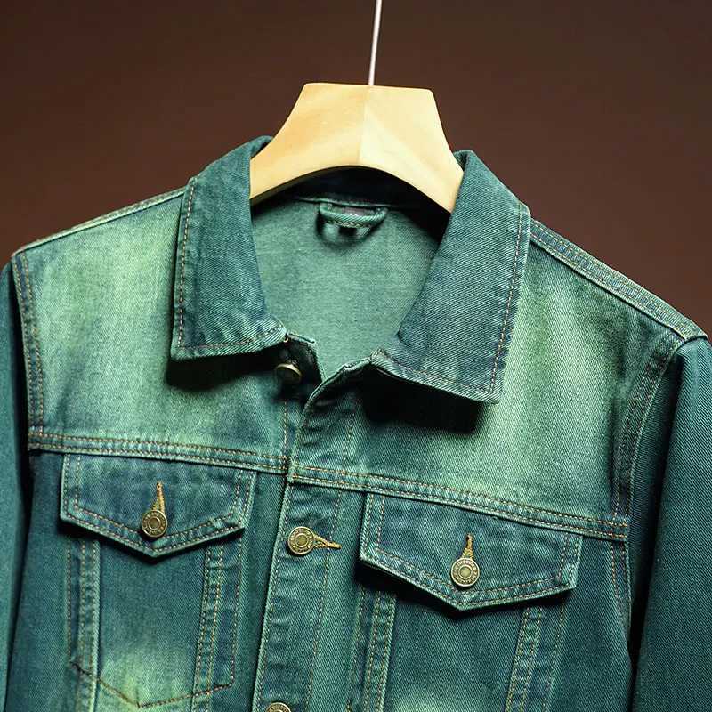 Fashion high-end American casual MENS denim jacket High Street trendy brand retro loose large-sized washing workwear top X250213