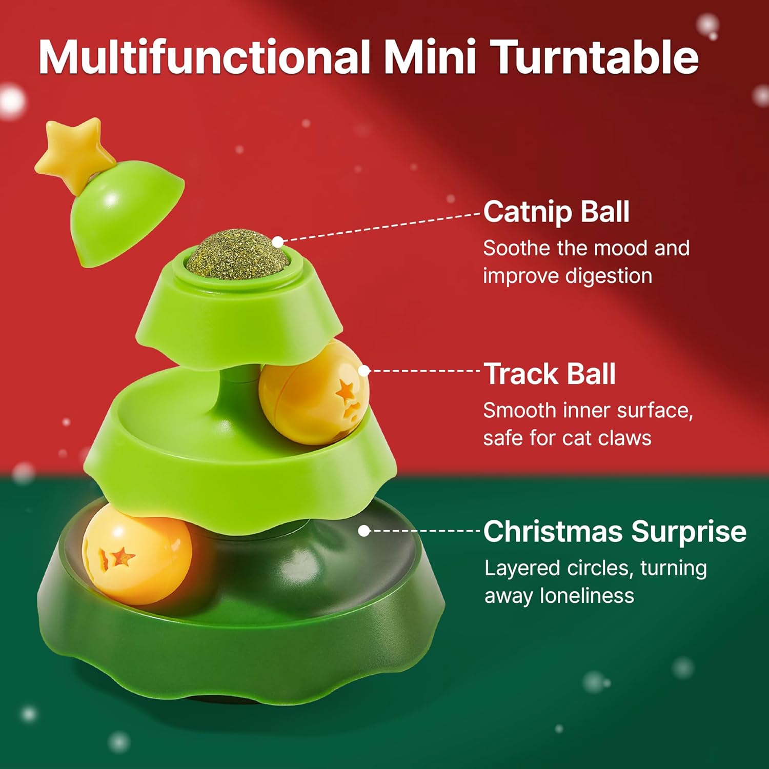 1PC Mini Sized Cat Toys with Balls on Top, 2-Level Roller Turntable Two Cat Balls Interactive Indoor Kitten Physical Exercise Kitty Toys 5.5 Inches