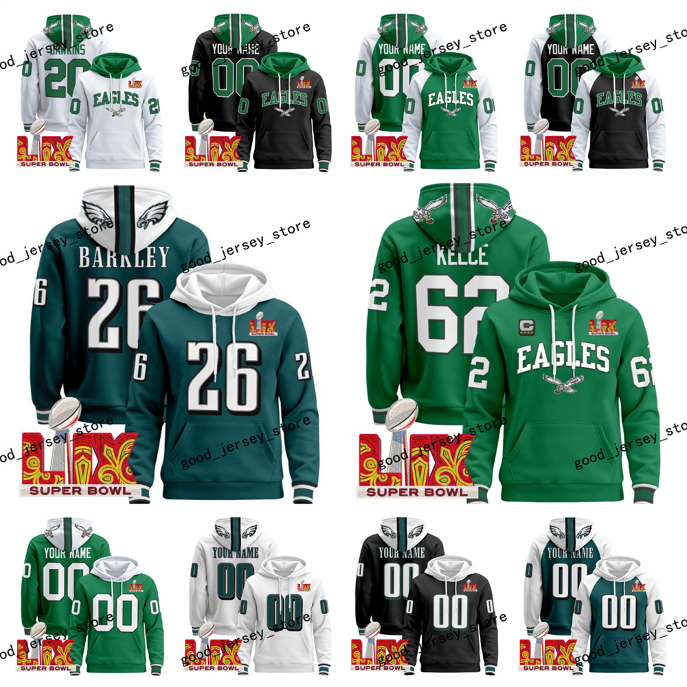 26 Saquon Barkley Hoodie Jersey 1 Jalen Hurts Reggie White Nolan Smith Landon Dickerson Donovans McNabb Super Bowl LIX Davis Cam Jurgens Jake Elliotts 2025