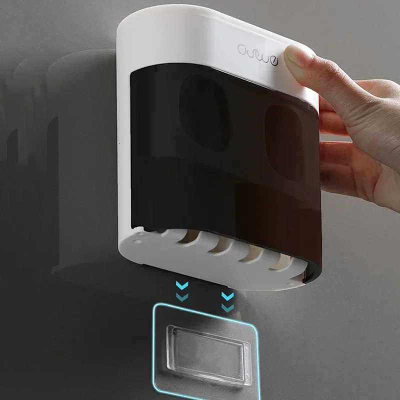 Wall Mounted Automatic Toothpaste Squeezer Toothpaste Dispenser Magnetic Toothbrush Holder Toothpaste Rack Bathroom Accessories 250208