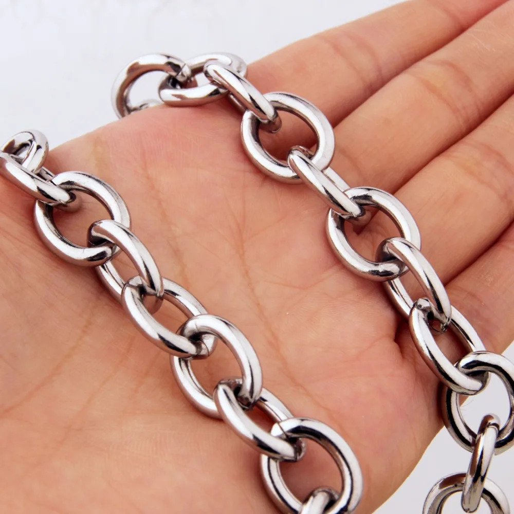 7-40 Huge Jewelry Mens 316L Stainless Steel Silver Color Big O Link Chain Necklace High Quality 8111315mm Not Fades 250212