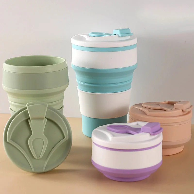 350ML500ML Creative Portable Silicone Folding Water Cup Coffee Travel Outdoor Min Z260202