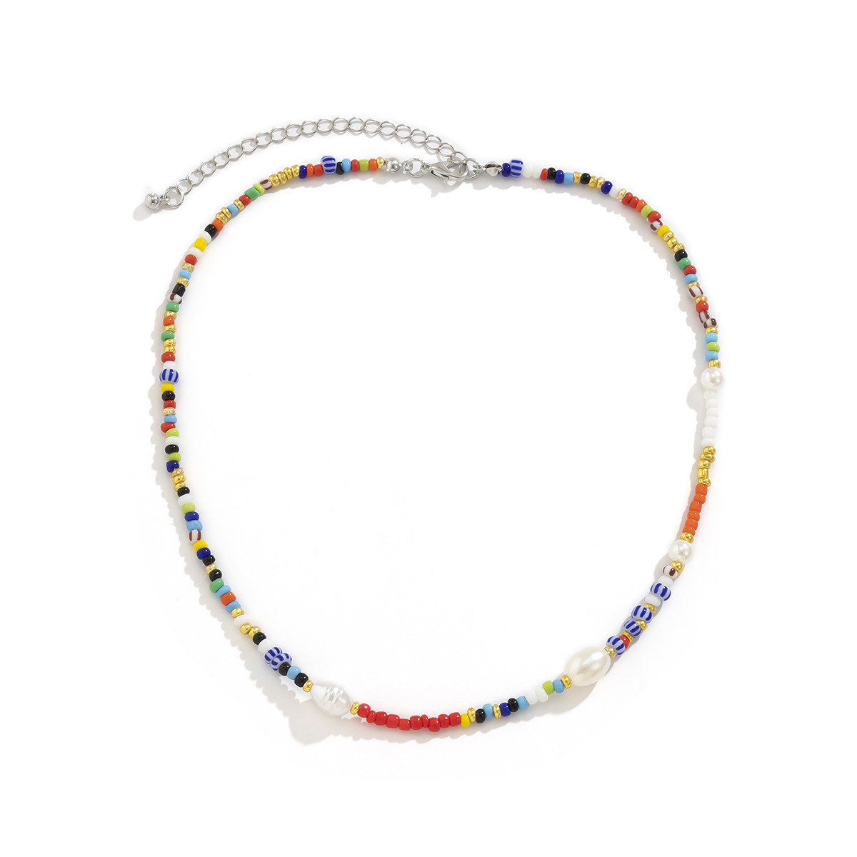 designer Woman Weaving beaded colorful rice beads, bees, minimalist collarbone chain, versatile splicing pearl ethnic necklace for women