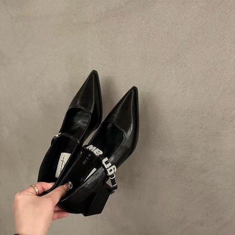 2025 new hot free shipping designer for womens Dress Shoes black sliver French style leather shoes