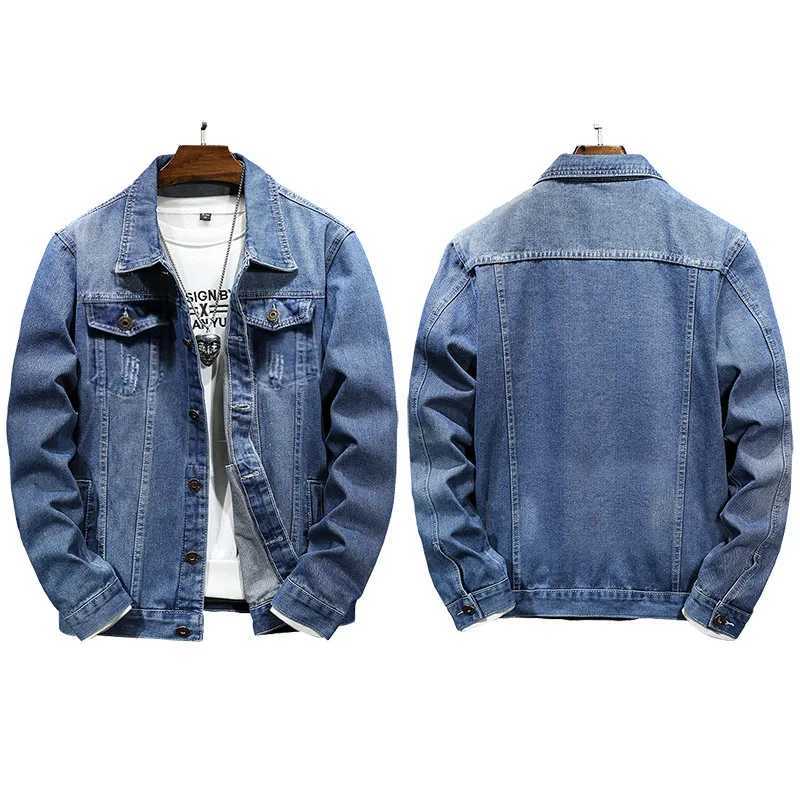 Autumn Denim Jacket Men Turn Down Collar Coat for Men Retro Hip Hop Style Denim Jacket with Multi Pockets Casual Streetwear X250213