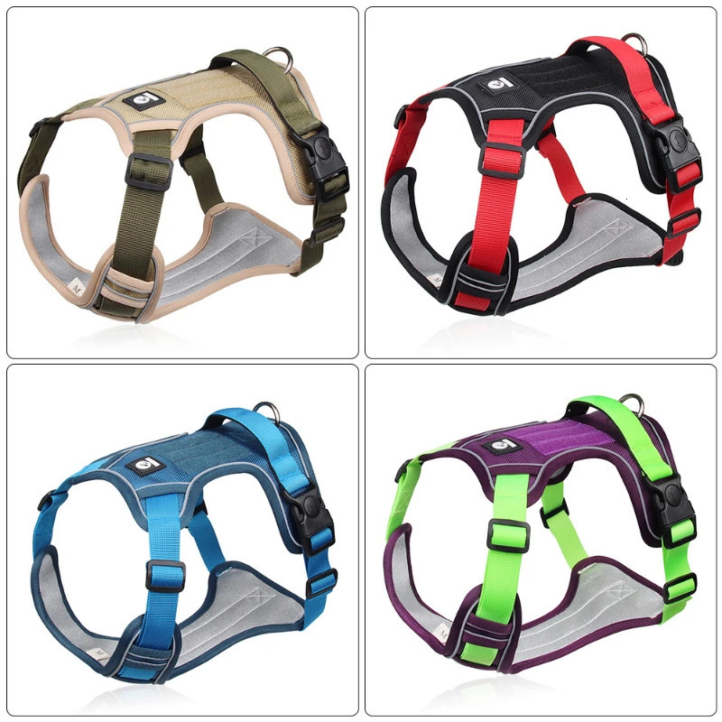 Adjustable Harness Dog Reflective Safety Training Walking Chest Vest Leads Collar For French Bulldog Pets Dogs Accessories 250213