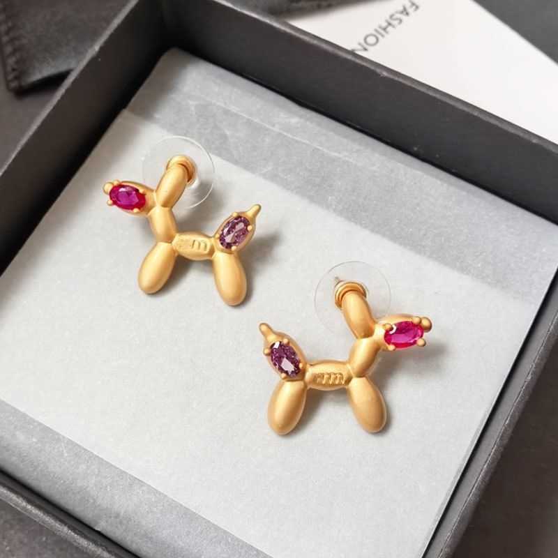 Letter stereo puppy earrings women's new fall/winter diamond earrings stud earrings Q250213
