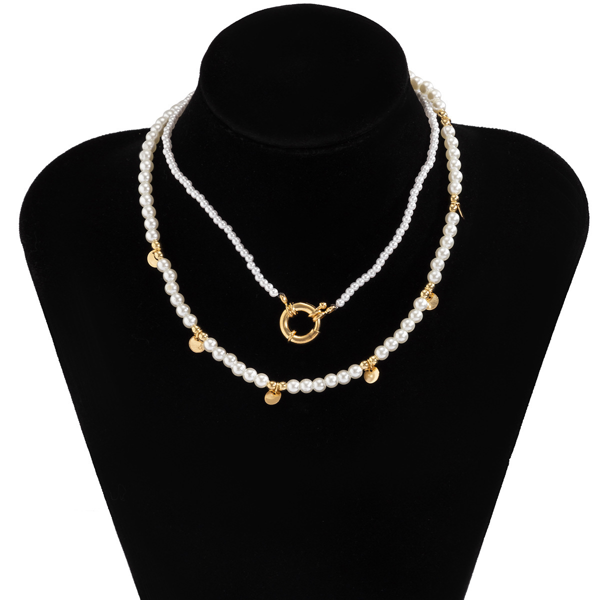 Imitation pearl hang tag pastoral rice geometric round bead necklace, snow soft fashion Woman jewelry