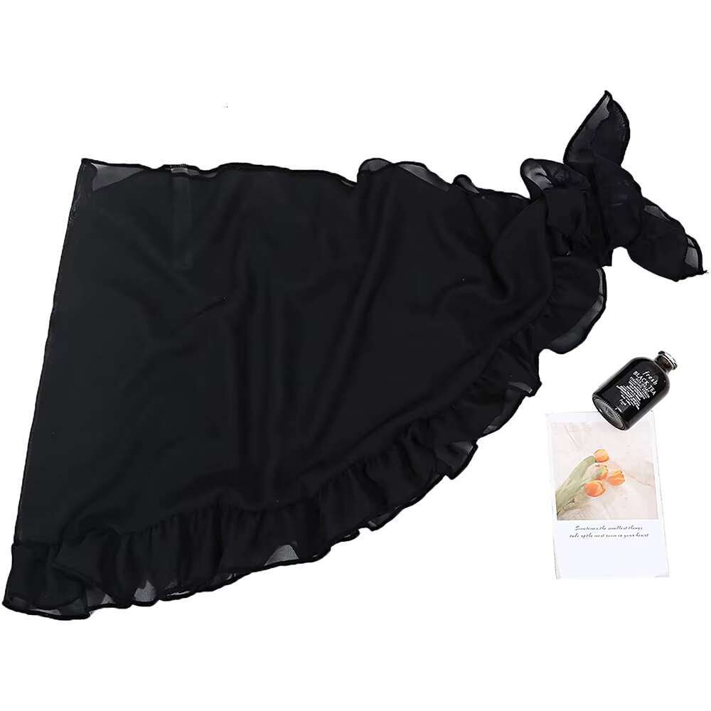 Women Chiffon Short Sarongs Ruffle Hem Bikini Cover Ups Beach Swimsuit Bathing Suit Wrap Skirt For Swimwear