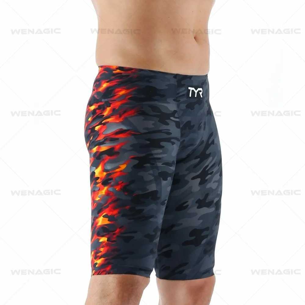 New Summer Mens Swim Jammer Endurance Athletic Training Swimsuit Beach Swimming Trunks For Swimwear Jammers Tight Surf Shorts Z260314
