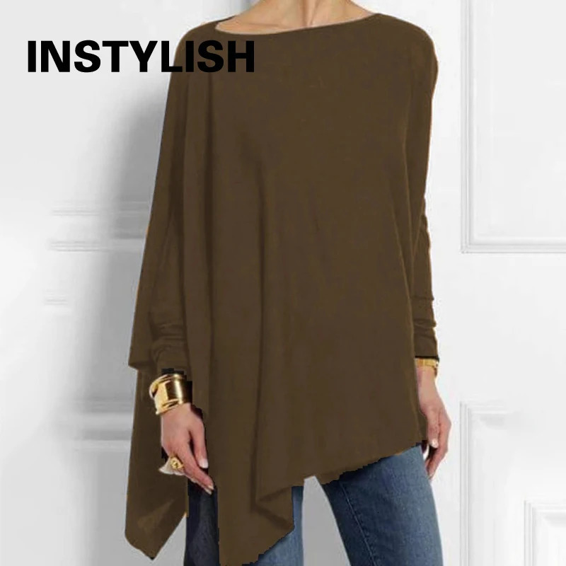 Cotton Irregular Womens Tops And Blouses Casual O Neck Long Sleeve Top Female Tunic Autumn Plus Size Women Blusas Shirts 250211