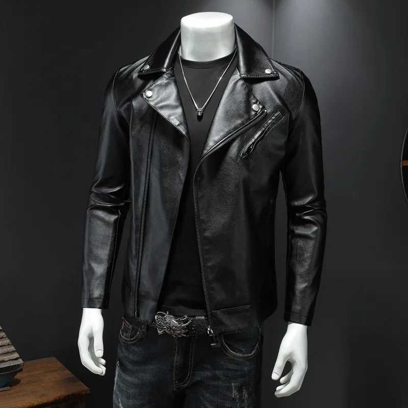 Autumn Motorcycle PU Leather Jacket Men Oversized Casual American Retro Overcoat Unisex Punk Streetwear Coats New Bomber Jackets X250213