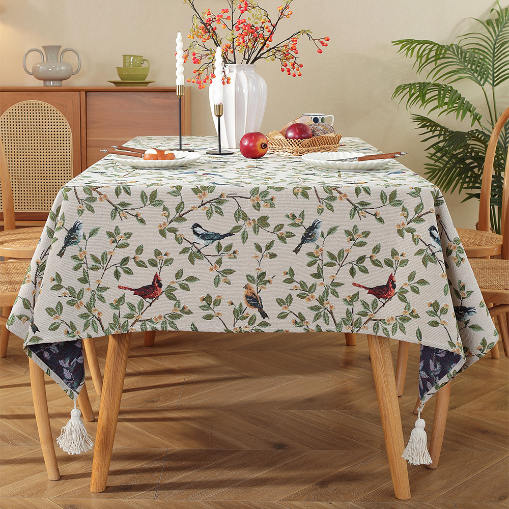 Retro Romantic Dining Fabric Coffee Rectangular Jacquard Tablecloth Pastoral Decorative Cover Cloth
