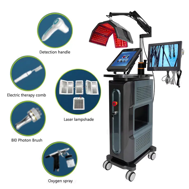Newest Hair Growth Scalp Massage Professional 650nm Diode Laser Hair Repairing Nourishing Scalp Follicle Detection Hair Thickening Machine