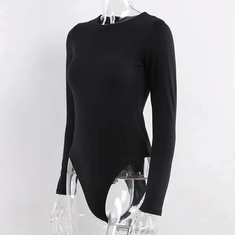 Women cotton Bodysuits Long Sleeve Black Bodysuit O Neck Spring Winter White Body Top Sexy Streetwear clothes suit clothing y2k 250211