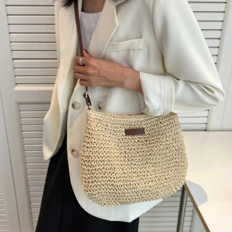 Womens Summer Str Crossbody Bag Wen Beach Holiday Shopping Woven Shoder Handbag Messenger Purses For Wen Bags Y250212