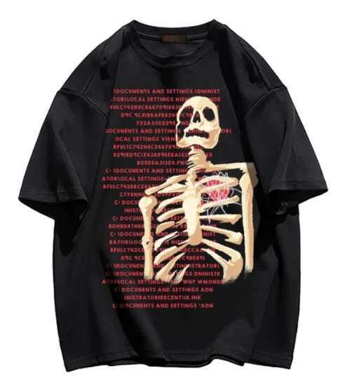 Loose casual versatile personalized street fashion printed skull loose T-shirt