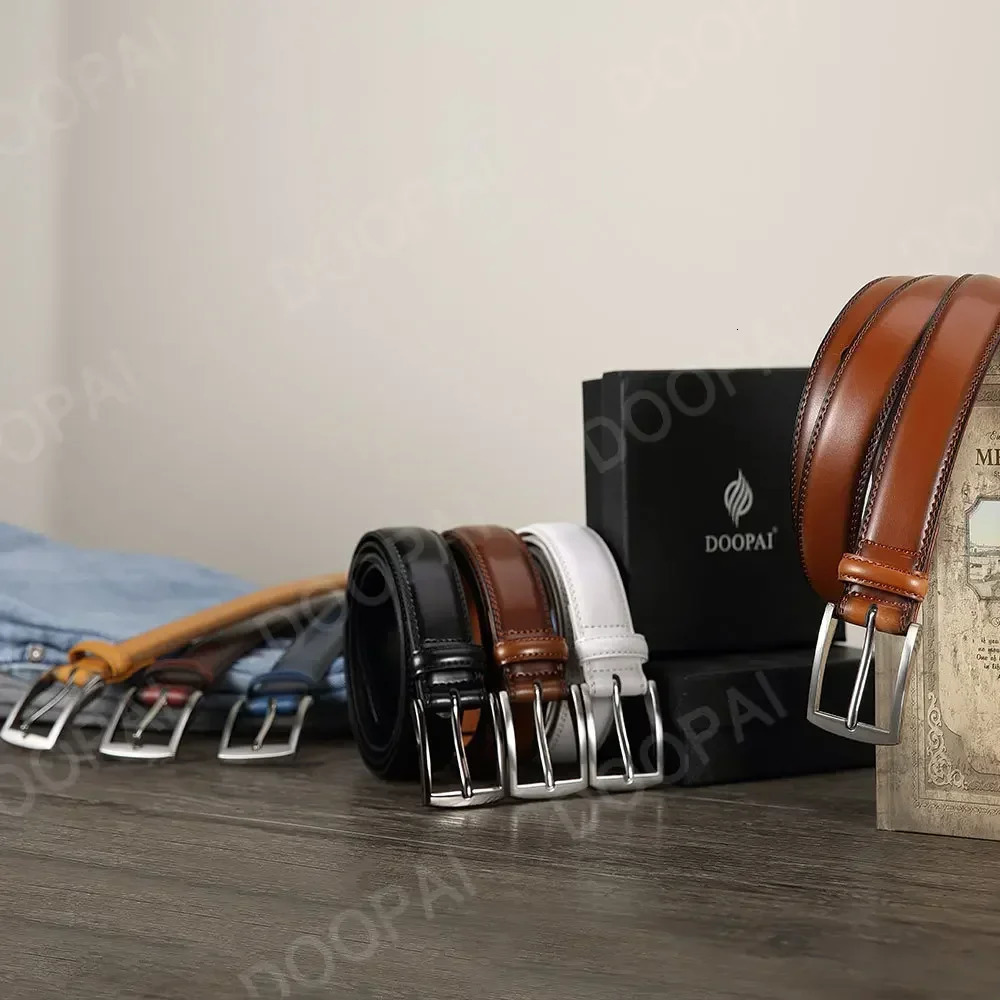 Men Belts High Quality Genuine Leather LONG Large Pin Buckle Metal Automatic Male Strap 250114